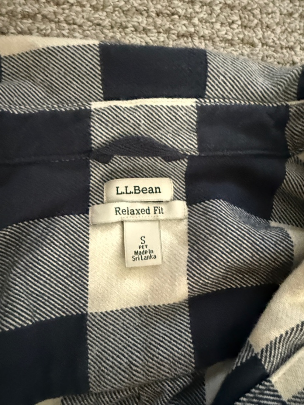 L.L.Bean Navy and Cream Buffalo Check Shirt